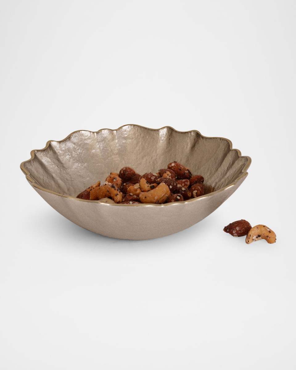 Small Round Bowl, Taupe/Gold